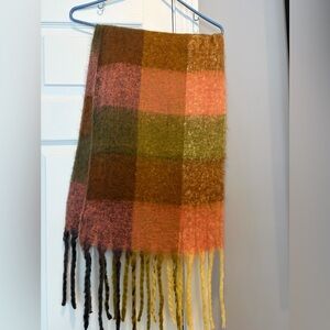 Plaid Multicolor Scarf with Fringe- Anthropologie